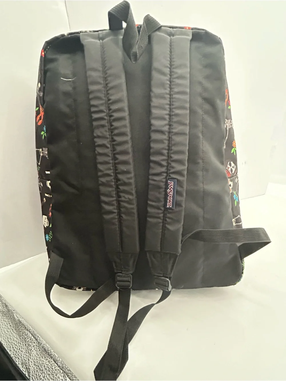 Jansport Black Backpack with Colorful Day of the Dead Motif